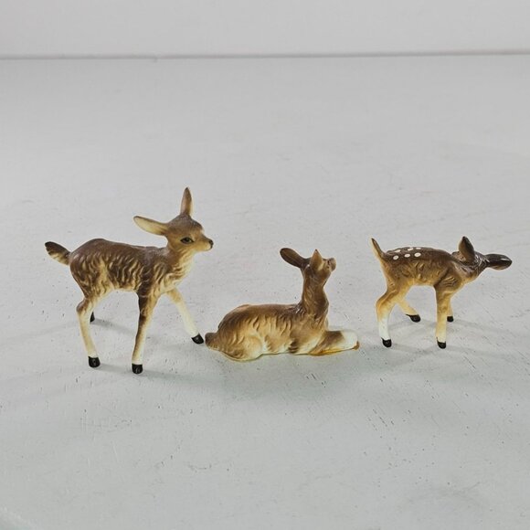 Vintage Bone China Ceramic Deer Figurines Family Set Of 3 - Picture 4 of 8
